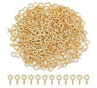 CRAFTYMELODY 400 pezzi con occhiello a vite oro in acciaio inox Pin Peg Bail Bulk 8 mm gancio a vite per perline semiforate ciondolo connettore