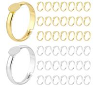 CRAFTYMELODY 44 pezzi 2 colori Anelli Vergini Regolabili Argento Dorato Base Anello Misura US 6 Base di Regolazione Anello Vergine in Ottone con Cuscinetto Rotondo 6mm