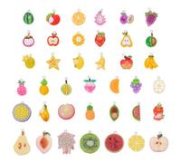CRAFTYMELODY 48 ciondoli a forma di frutta in resina, 39 stili, arancione, limone, pesca, anguria, pera, graziosi ornamenti da appendere per la creazione di gioielli, collane, bracciali, orecchini