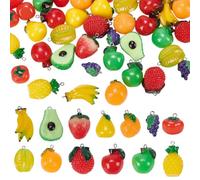 CRAFTYMELODY 48 pezzi 12 stili 3D Charms Frutta in Resina Ciondolo Carino Frutta Arancione Banana Pera Uva Ananas Limone Fragola Pendente Ciondoli