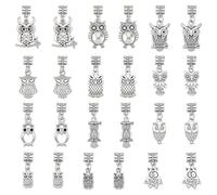 CRAFTYMELODY 50 ciondoli a forma di gufi, in argento antico, con gufo, in metallo, stile europeo, con grande foro