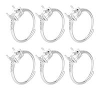 CRAFTYMELODY 6 pezzi in argento sterling 925 rivestito con base ad anello, anello a forma di artiglio, in lega con base piatta e anelli regolabili in zirconi trasparenti