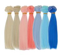 CRAFTYMELODY 7 Parrucca di Bambola 7 Colori 5.91 Pollici Parrucche Dritte Estensione dei Capelli Lunghi Rosso Rosa Blu Viola Giallo per la Fabbricazione di Bambole Fai Da Te