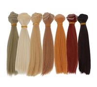 CRAFTYMELODY 7 Parrucca di Bambola 7 Colori 5.91 Pollici Parrucche Dritte Estensione dei Capelli Lunghi Dorati Marrone Nero Giallo per la Fabbricazione di Bambole Fai Da Te