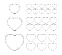 CRAFTYMELODY 72 pezzi 3 anelli di legame a forma di cuore 304 ciondoli in acciaio inox argento anello d'amore cavo ciondoli di collegamento in metallo connettori per gioielli d'amore
