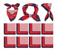CRAFTYMELODY 8 pezzi sciarpa marinaio quadrato rosso bianco a righe resistente ai raggi UV copricapo, Colore: rosso, 499x515x0.3mm
