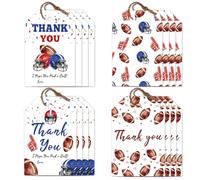 CRAFTYMELODY 80 etichette di ringraziamento calcio con cordino 4 stili Etiq Rugby Etichette Sospensione Sport Tema Favori Festa Etichette Nome 5.1x7.7 cm