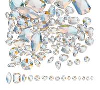 CRAFTYMELODY 81 pezzi 15 stili per cucire strass cristalli misti forme K5 vetro strass 2 fori collegamento placcato retro piatto per cucito fai da te decorazioni
