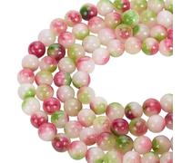 CRAFTYMELODY 96 perline rotonde con pietre preziose naturali, diametro 8,5 mm, perle lucidate con cristalli, perle di giada bianche lisce, distanziali colorate