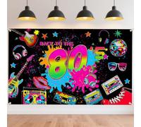 CRAFTYMELODY Banner con scritta "Back to the 80's banner" 1980 x 1980 Hip Pop Retro Radio Sfondo Graffiti Wall Banner Yard Sign Indoor Outdoor con occhielli 3 Yard String per decorazioni per feste