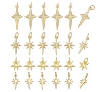 CRAFTYMELODY Ciondolo stella del nord in ottone placcato oro 24 carati 18 stili di ciondoli con anello di giunzione per la fabbricazione di gioielli e hobby creativi