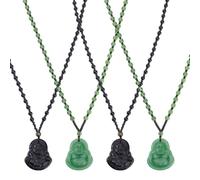 CRAFTYMELODY Collana con ciondolo Buddha in vetro 4 colori Buddismo Maitreya Buddha Rieur catena in corda di perle Amuleto cinese Talismano