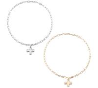 CRAFTYMELODY Collana croce bicolore da donna 22 cm in lega dorata platino catena a clip alla moda.