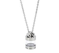 CRAFTYMELODY Collana Urna in Acciaio Inox per Cenere Incisione Collana di Cenere in Argento Colonna Trasparente Tubo di Vetro Collana Cremazione Ciondolo Medaglione Urna