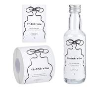 CRAFTYMELODY Dankeschön - Rotolo di colla per etichette, 200 pezzi, 80 x 50 mm, bianco, autoadesivo, impermeabile, forte e durevole