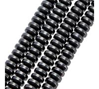 CRAFTYMELODY Heishi - 1 filo di perle di ossidiana nera, 4 mm, disco piatto rotondo a forma di moneta, pietra imitazione preziosa distanziatori sciolti per orecchini e bracciali