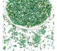 CRAFTYMELODY Perline di vetro da 150 g perline di stile misto perline serie verde foro rotondo tubo distanziatore sfuso kit multi formato sfuso per bracciali, collane, orecchini, gioielli che fanno