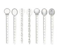 CRAFTYMELODY Set di 10 segnalibri in metallo argento anticato righello segnalibro ciondoli vassoi kit righello in lega vetro cabochon lunetta segnapagina per scuola ufficio libri lettura lettori