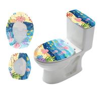 CRAFTYMELODY Set di 2 copriwater per WC e serbatoio, estensibili, a tema oceano, in tessuto, ricambio per il bagno