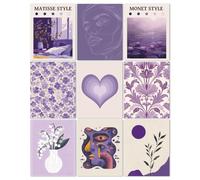 CRAFTYMELODY Stampe artistiche da parete sul tema Matisse, set da 9 poster viola decorazione da parete Monet viola opere d'arte per la decorazione della casa