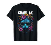 Craig Alaska Cat Indossa Occhiali da Sole e Fiori Design Maglietta