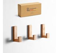 Craman Un gancio - Ganci autoadesivi da parete in rovere, quadrati; senza forare, staccare e incollare; appendiabiti per bagno, cucina, corridoio | HSA5 (set da 3 taglia M)