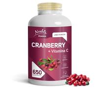 Cranberry + Vitamina C Noebis Pharma - Integratore Mirtillo Rosso 650 Compresse - Drenante Naturale Vie Urinarie - Antiossidante - Supporto Difese Immunitarie - Made in Italy