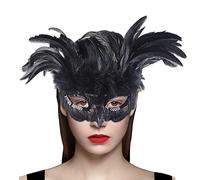 Cranight Maschera in maschera per donne e uomini, maschera da corvo con piume nere, accessorio per costume veneziano per Halloween, cosplay, maschera veneziana