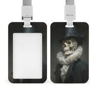 Cranio che indossa il cappello a cilindro Dark Fantasy ID porta badge retrattile clip porta carte di credito protezione nome badge targhetta per lavoro ufficio medico infermiera