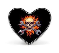 Cranio Chiave Fiamme Meccanico Distintivo A Forma di Cuore Carino Spilla Spille Spille Distintivi per Zaino Giacche Cappelli Decorazione