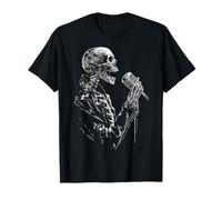 Cranio con microfono che canta, motivo ritratto artistico, teschio Maglietta