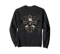 Cranio Croce Y2K Goth Alt Grunge Gotico Emo Estetica Felpa