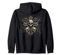 Cranio Croce Y2K Goth Alt Grunge Gotico Emo Estetica Felpa con Cappuccio
