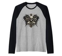 Cranio Croce Y2K Goth Alt Grunge Gotico Emo Estetica Maglia con Maniche Raglan