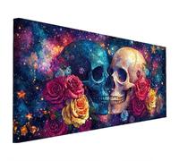 Cranio Diamond Painting Adulti, 5D Diamantini Crystal Art Quadri Diamond Painting Fiore Motivo, Grande Pittura Diamante Kit Fai Da Te per Adulti 70x30cm per Decorazioni Parete Casa, Regalo Donna B-17
