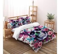 Cranio Dragonfly Set Di Biancheria Da Letto Copripiumino 2 Pezzi Comfort in Microfibra Per Coppia Adulti Doppia Con Cerniera E Federa Double（200x200cm）