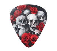 Cranio e Rosa Rossa Stampa Organizer Scatola di Immagazzinaggio Spessore Differente Plettri per Chitarra