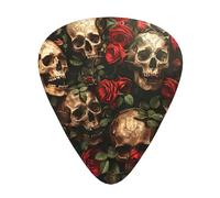 Cranio e Rosa Rossa Stampa Organizer Scatola di Immagazzinaggio Spessore Differente Plettri per Chitarra