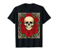 Cranio e Rose gotici artistici in Stile Art Nouveau Maglietta