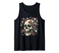 Cranio Floreale Vintage Fiore di ciliegio Memento Mori Canotta