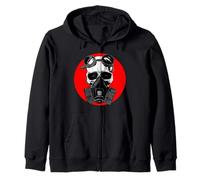 Cranio in Maschera Antigas e Occhiali Steampunk Horror Halloween Felpa con Cappuccio