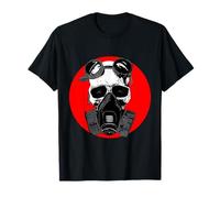 Cranio in Maschera Antigas e Occhiali Steampunk Horror Halloween Maglietta