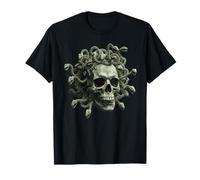 Cranio Medusa Mitologia Greca Gorgone Serpente Capelli Cranio Gotico Maglietta