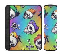 Cranio Pirata Scarlet Rainbow 2 Pack seggiolino auto Strap & Belt Covers Stop cintura di sicurezza taglio nel collo per auto funda para cinturón de carro