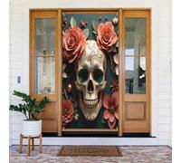 Cranio rosa stampa n. 11 copertura decorativa per porta, decorazione per interni ed esterni, primavera, estate, autunno, inverno, Halloween, Natale, decorazioni per la casa