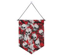 Cranio rosso terribile banner gancio per parete con asta telescopica bandiera gagliardetto banner appeso alla parete decorazioni per feste per porte, pareti, finestre, giardini, cortile