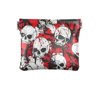 Cranio Rosso Terribile Delle Donne di Modo Della Borsa Della Moneta di Cuoio Decorativo Della Carta Organizzatori Chiave per Le