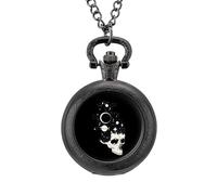Cranio Spazio Capelli Vintage Pocket Watch Lega Pendente Orologi Collana Regalo per Uomo Donna, Stile nero, misura unica