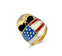 Cranio, Star Spangled Banner, anello in acciaio al titanio, personalità maschile, potente moda hiphop, anelli da dito, accessori per le mani
