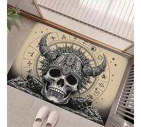 Cranio Zerbino Ingresso Interno 50 X 80 Cm, Mistero Retrò Zerbino Entrata Ingresso Con Fondo Antiscivolo Tpr, Tappeto Ingresso Per Casa O Ufficio, Beige